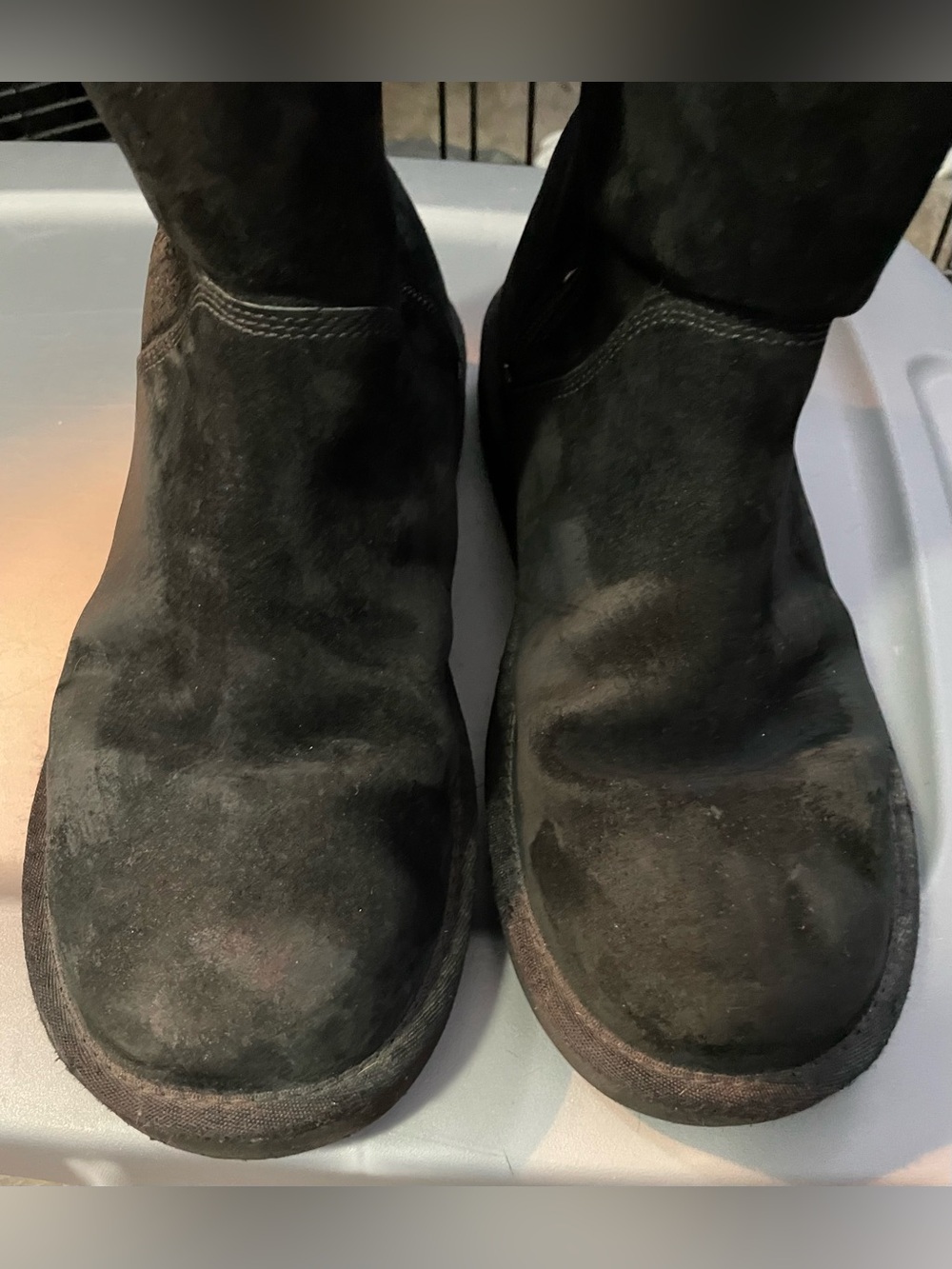 UGG Women's Black Suede classic zipper short Boots